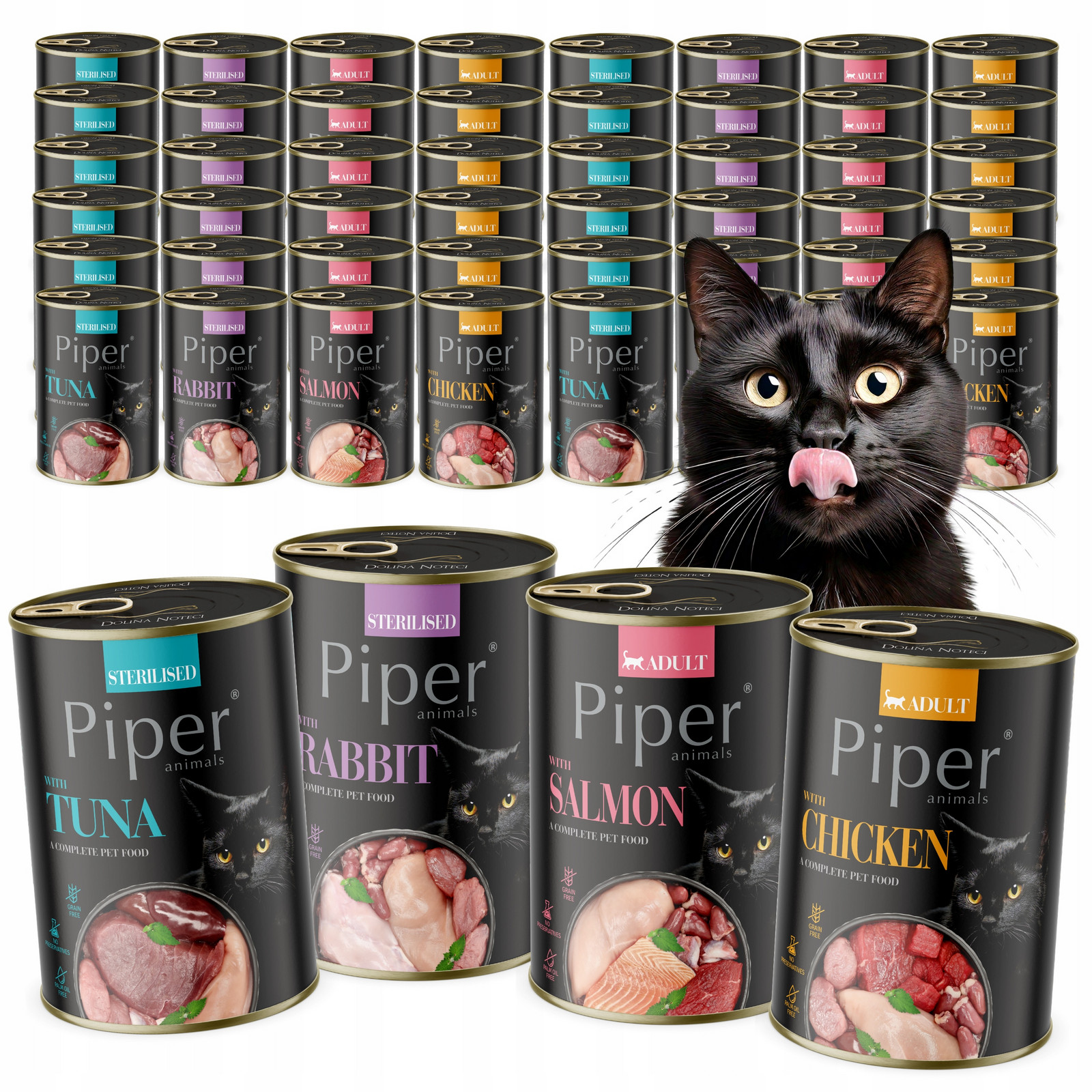 Piper Dolina Noteci Vlhké Krmivo Plechovka Pro Kočky MIX Chutí 48x400G