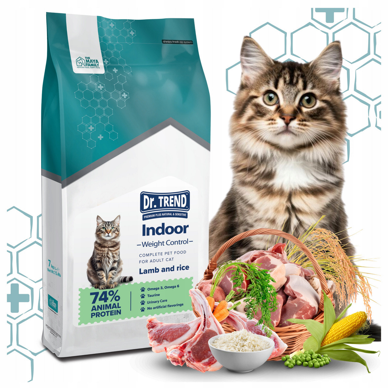 Dr.trend Premium krmivo krmivo pro kočky Indoor Kontrola hmotnosti Jehněčí 7 kg