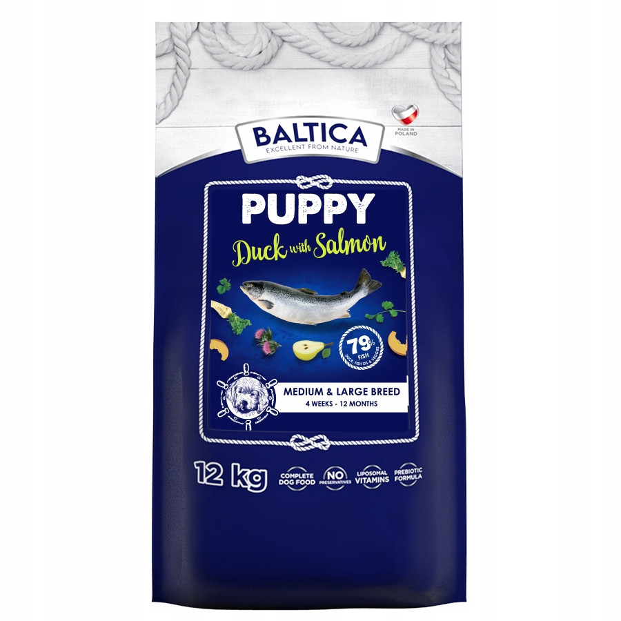 Baltica Puppy Duck & Salmon M/L 12KG Kachna A Losos Štěňata Velká Plemena