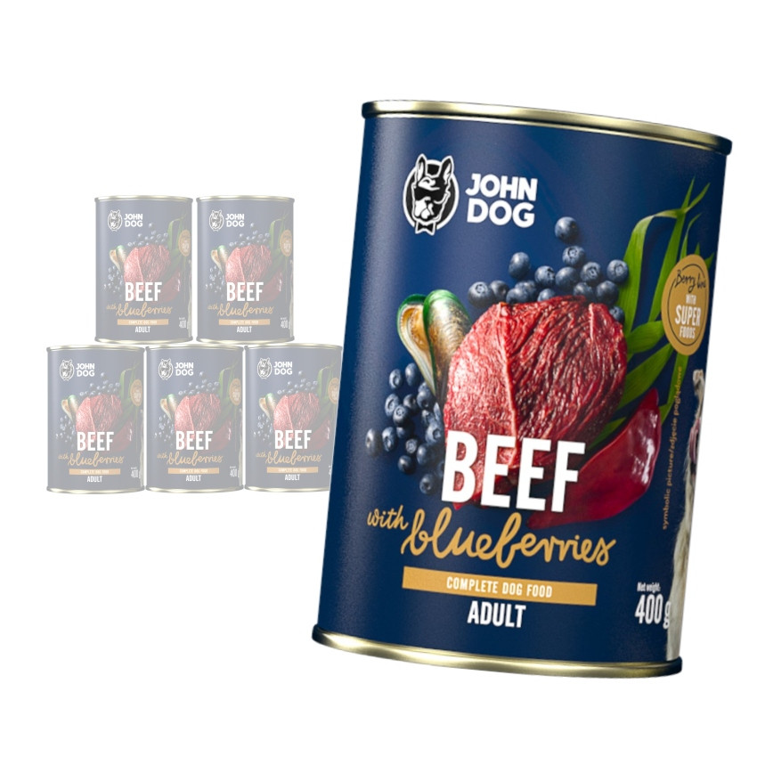 John Dog Adult Hovězí S Borůvkami 6x400g