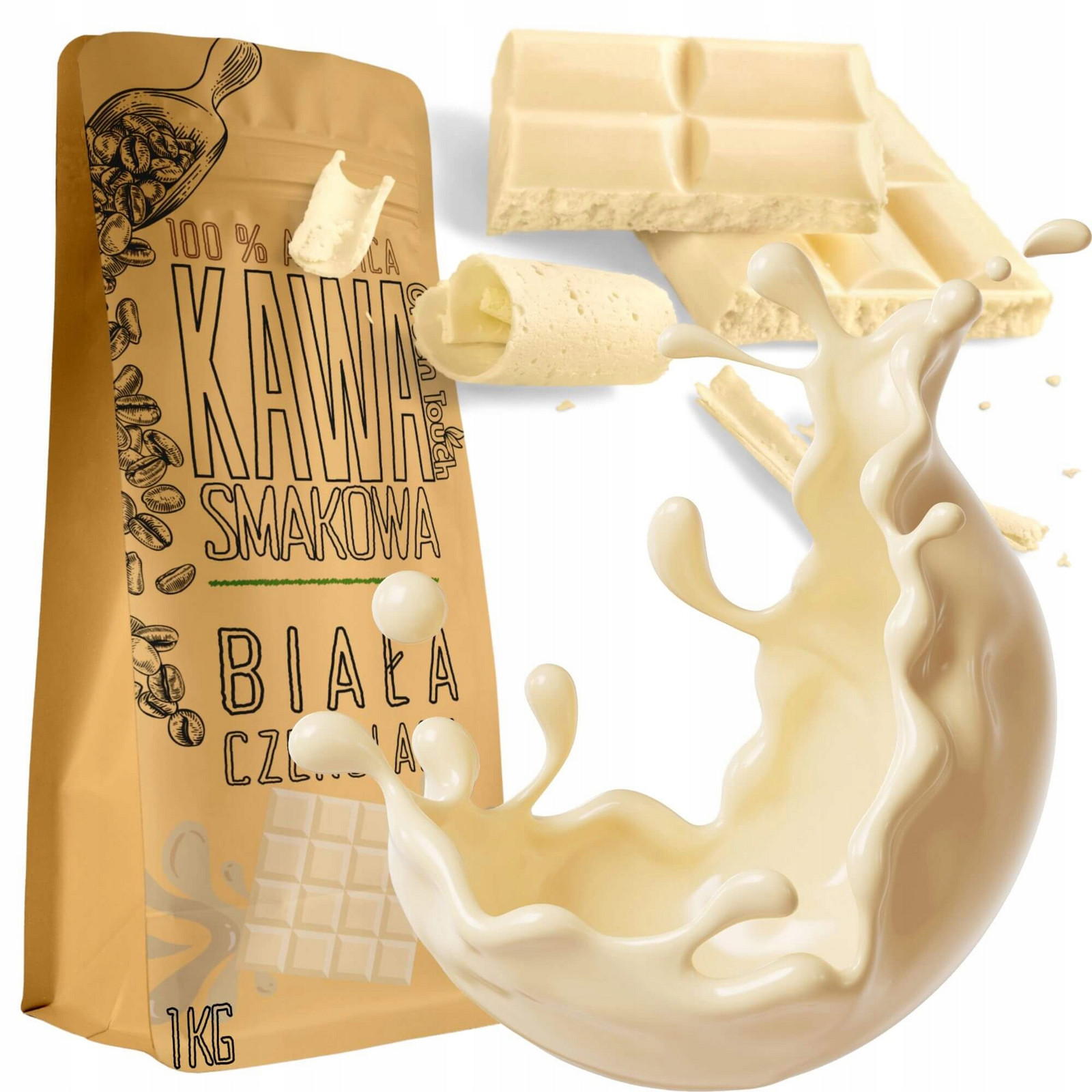 Káva Zrnková ochucená Bílá Čokoláda čokoládová 1 kg Green Touch