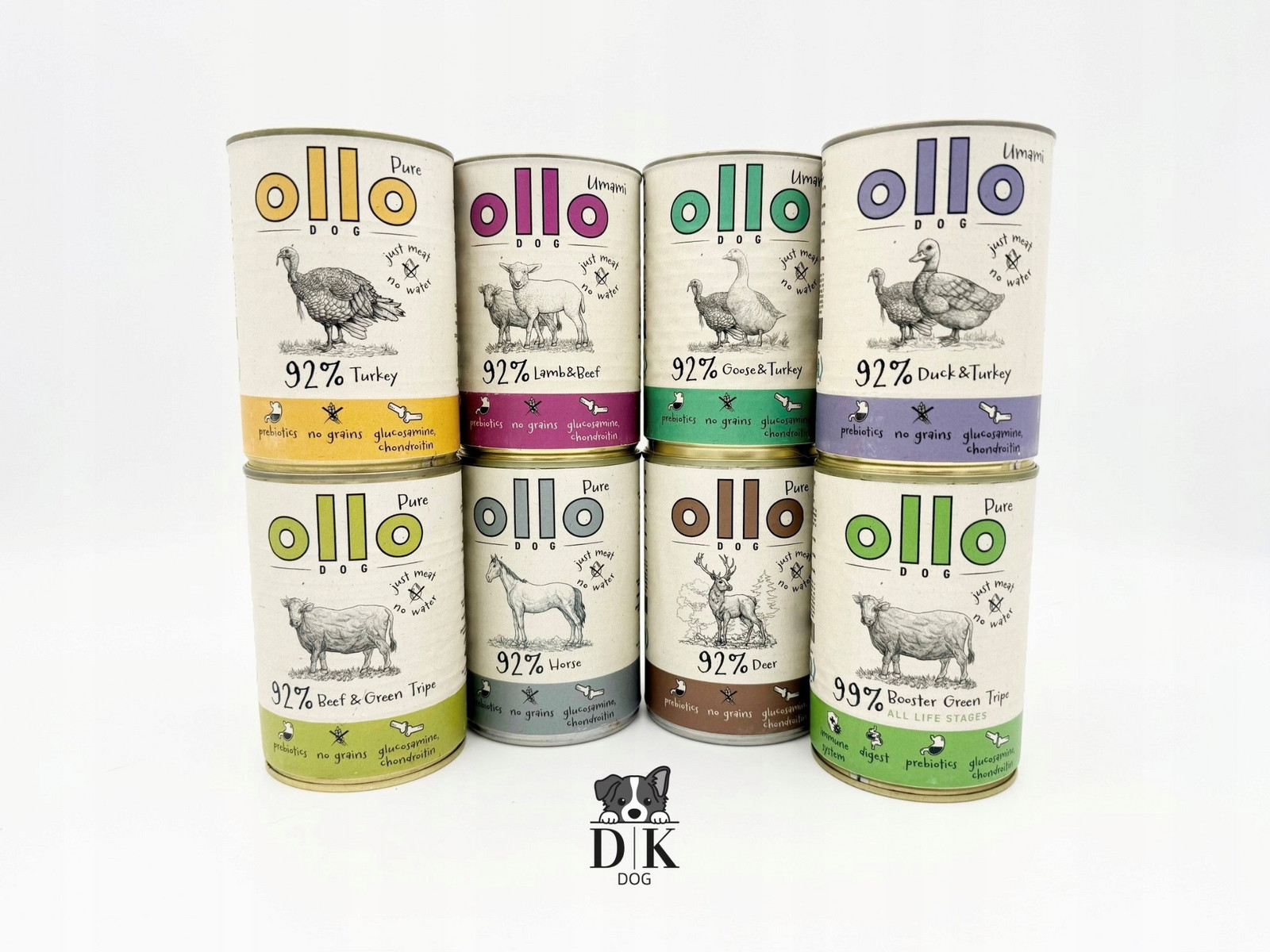 Ollo Krmivo Mokré pro psa 8x400g Sada 8 Příchutí