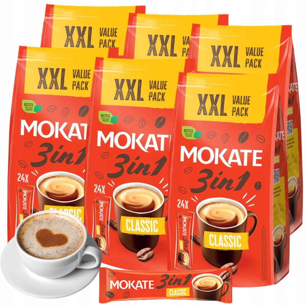 Mokate Kávový Nápoj 3V1KAFFEE Classic 24 Sáčků XXL Jemná Káva 6KUSŮ