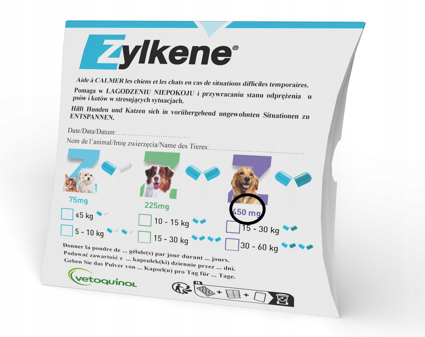 Vetoquinol Zylkene 450 mg 10 kapslí na Stres Úzkost