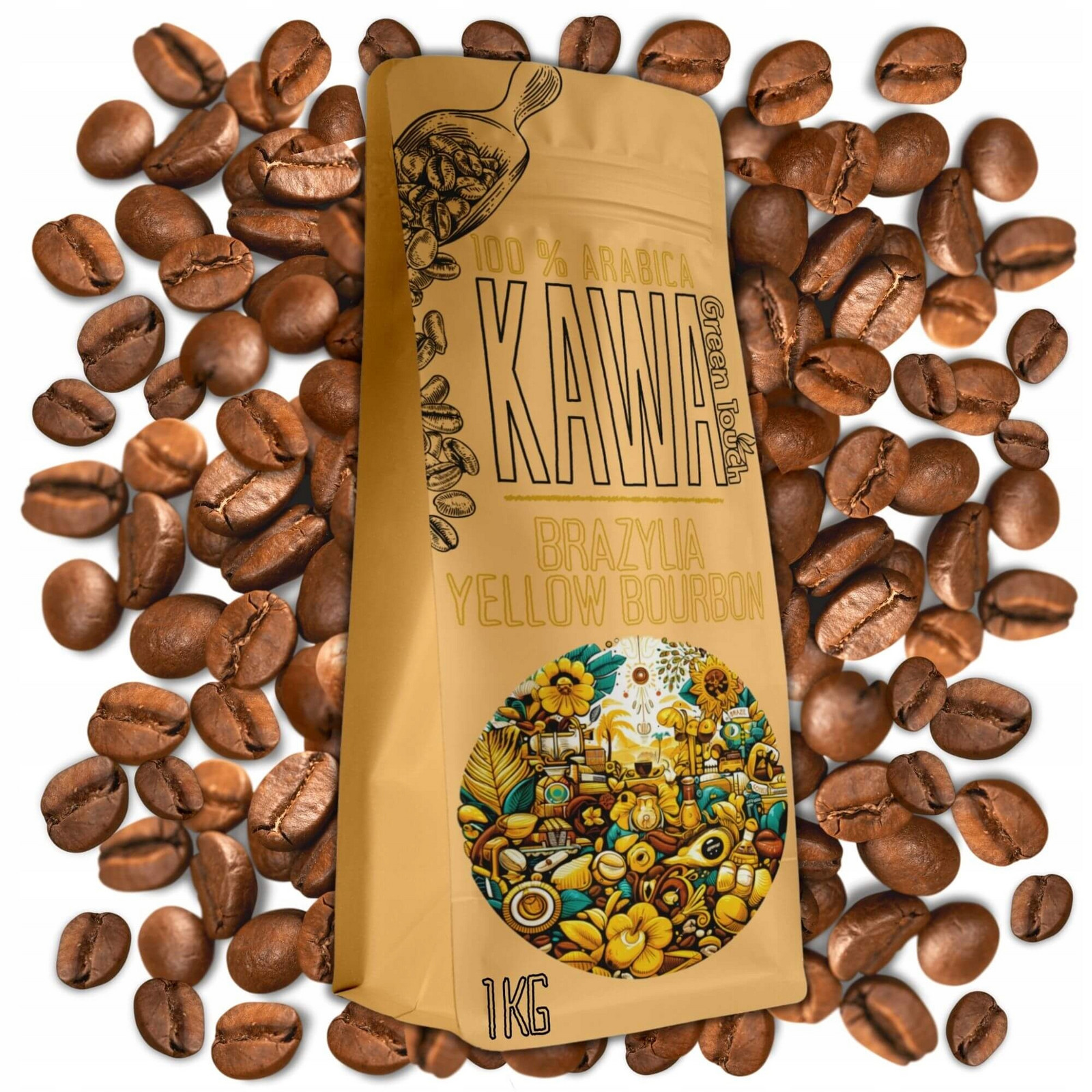 Káva zrnková Brazílie Yellow Bourbon 100% arabica 1 kg Green Touch