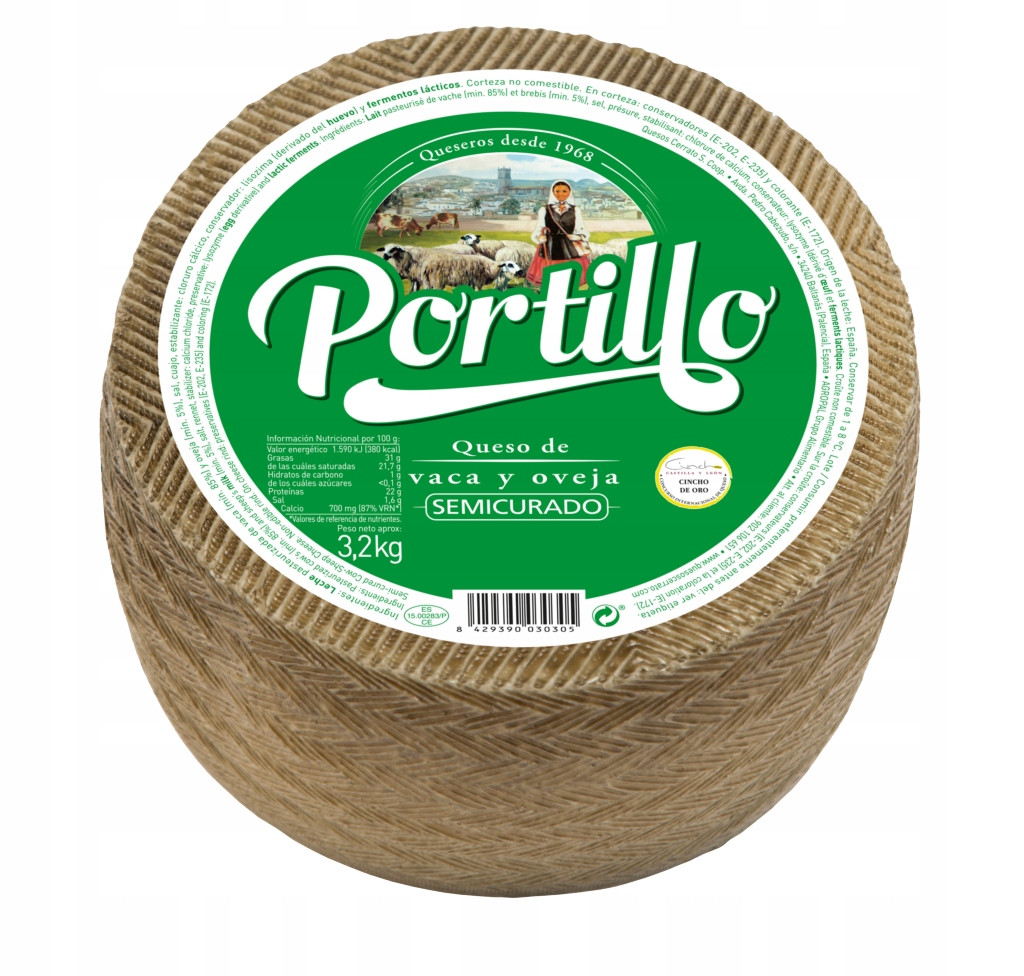 Portillo Semicurado – jemný španělský polozralý sýr 2,9 kg