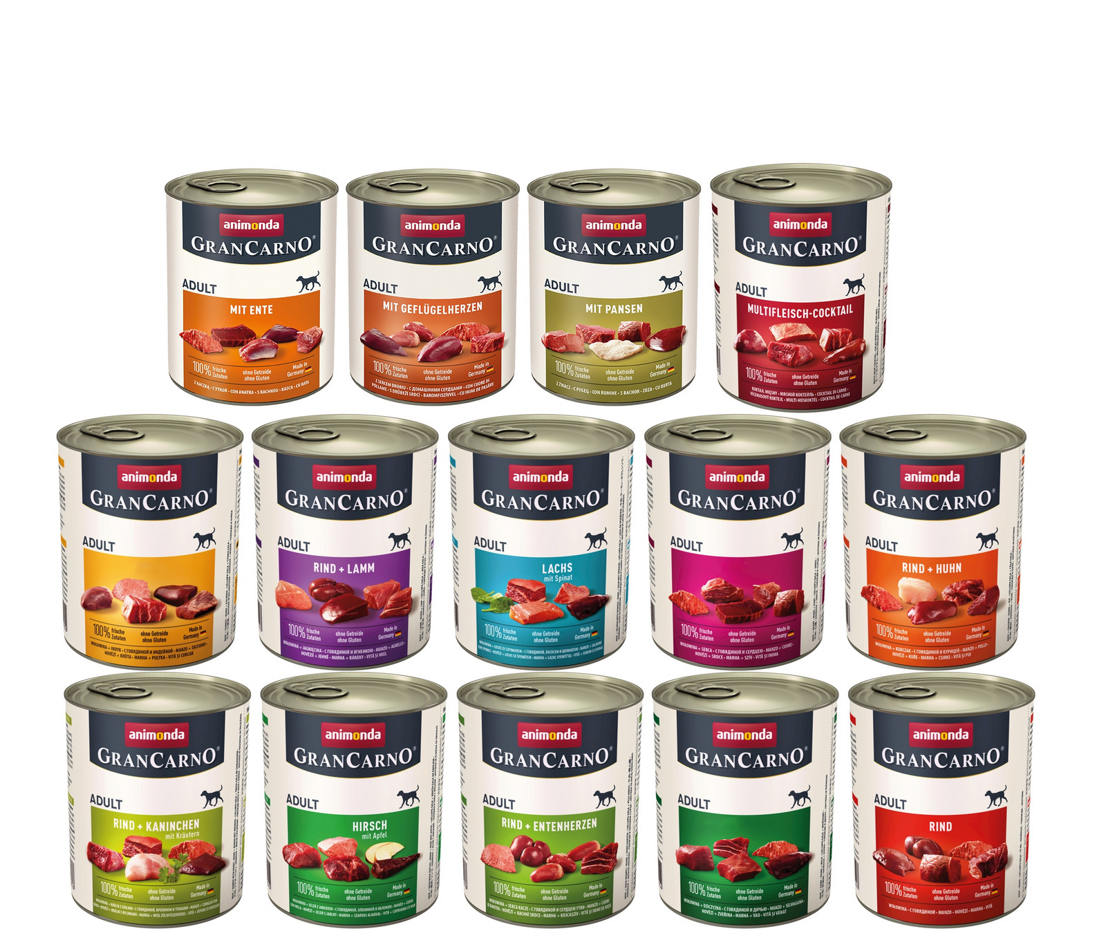 Animonda Pes GranCarno Adult MIX 14 základních příchutí Set 800g x14
