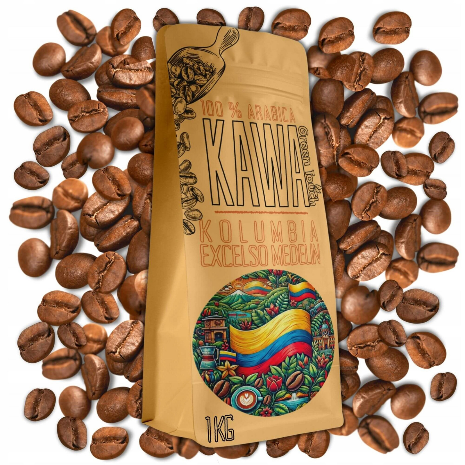 Káva zrnková Kolumbie Excelso Medelin 100% arabica 1 kg Green Touch