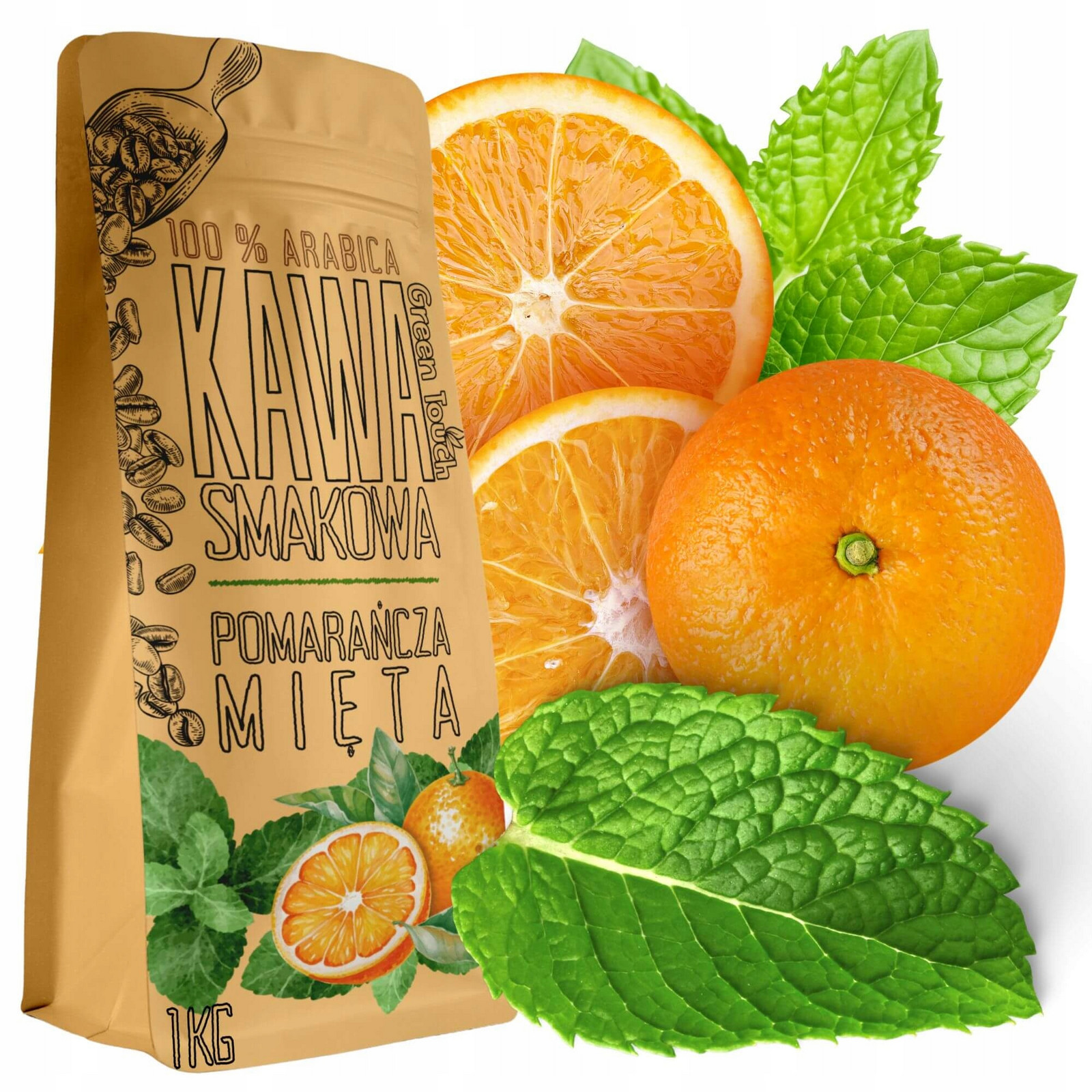Mletá Káva Pomeranč S Mátou mátově oranžová 1 kg Green Touch
