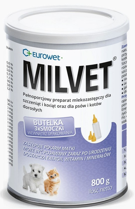 Eurowet Milvet Náhradní mléko kočka/pes 800g
