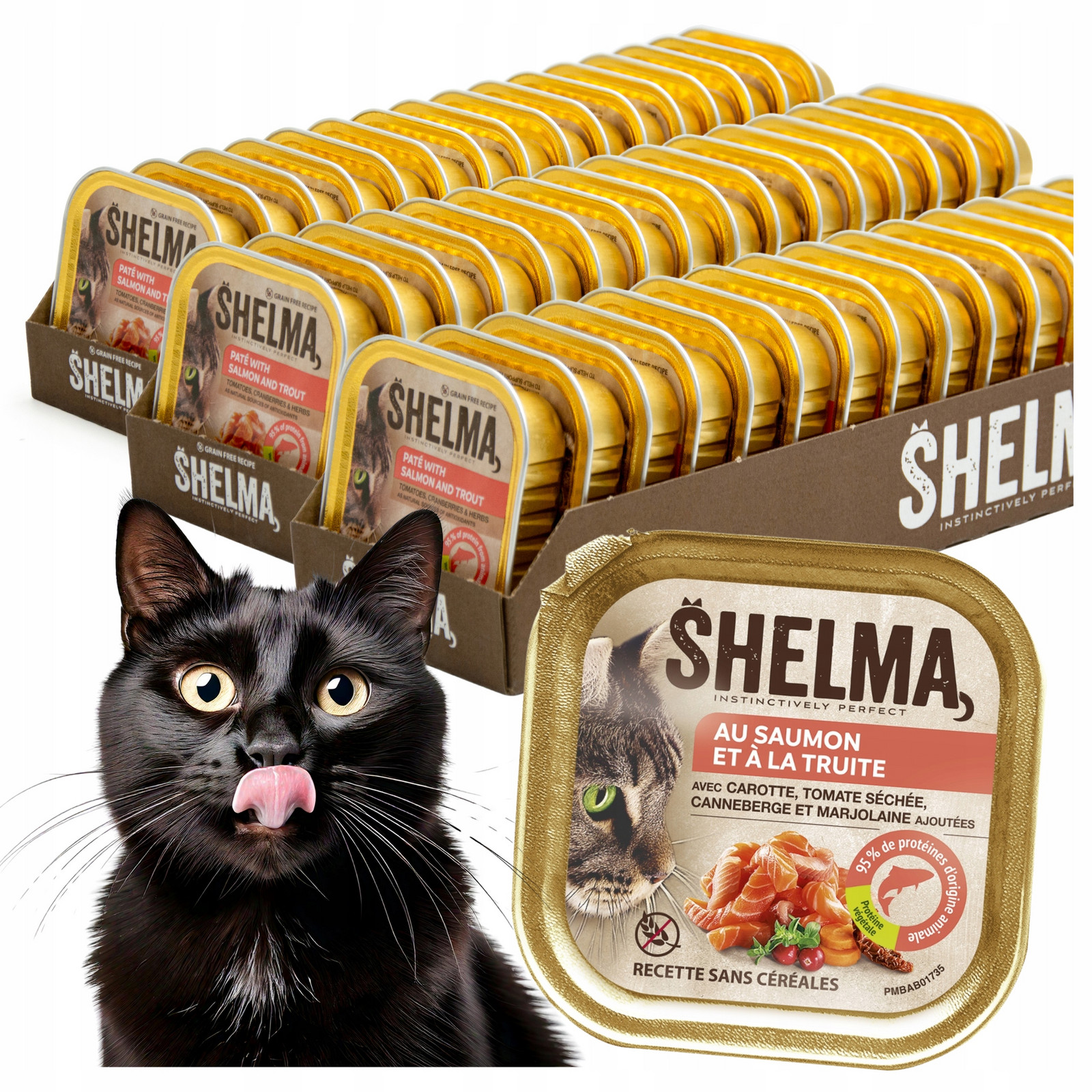 Shelma Vlhké Krmivo Paštika Losos Pstruh Pro Kočky Sada 48X100 G