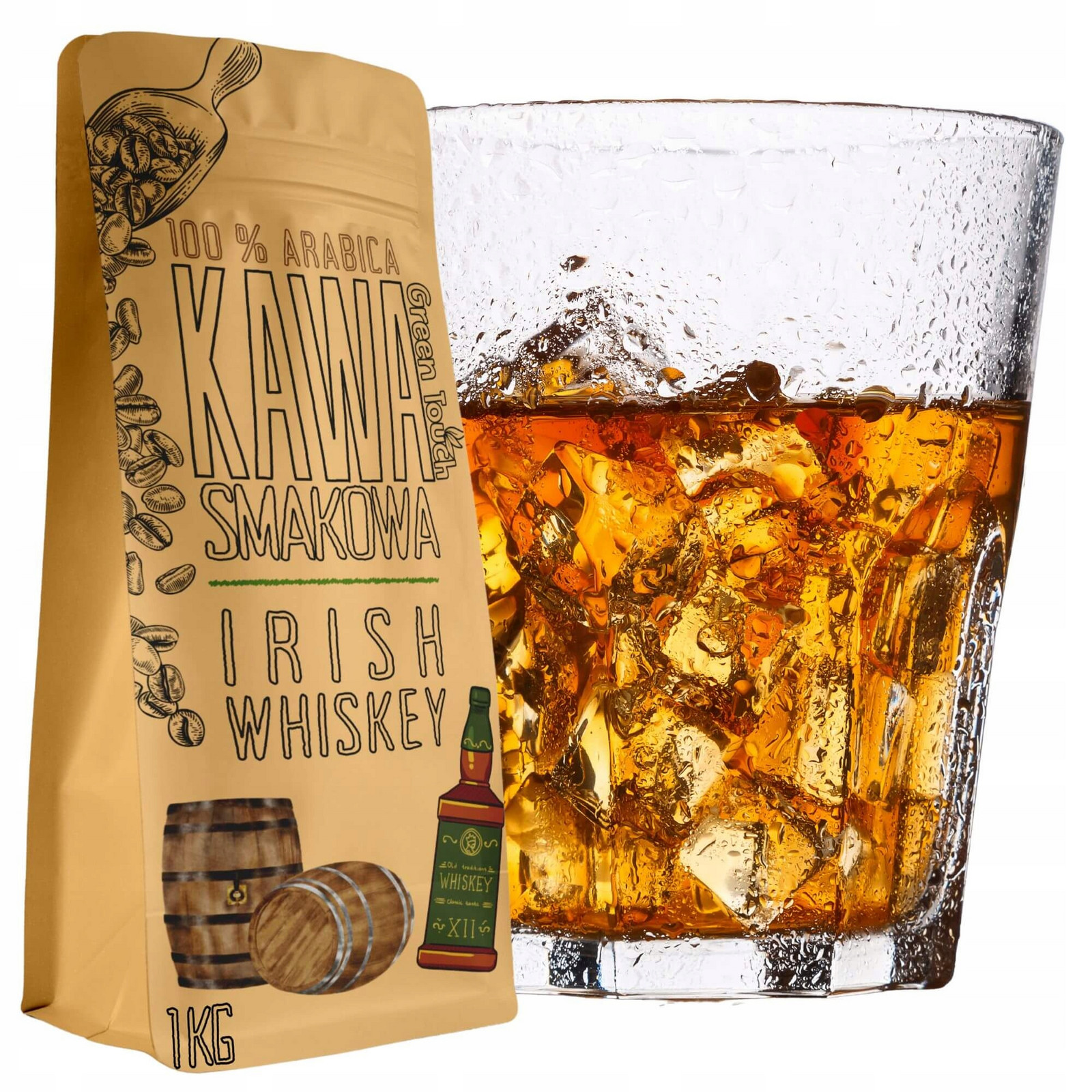 Káva Zrnková ochucená Irish Whiskey s příchutí whisky 1 kg Green Touch