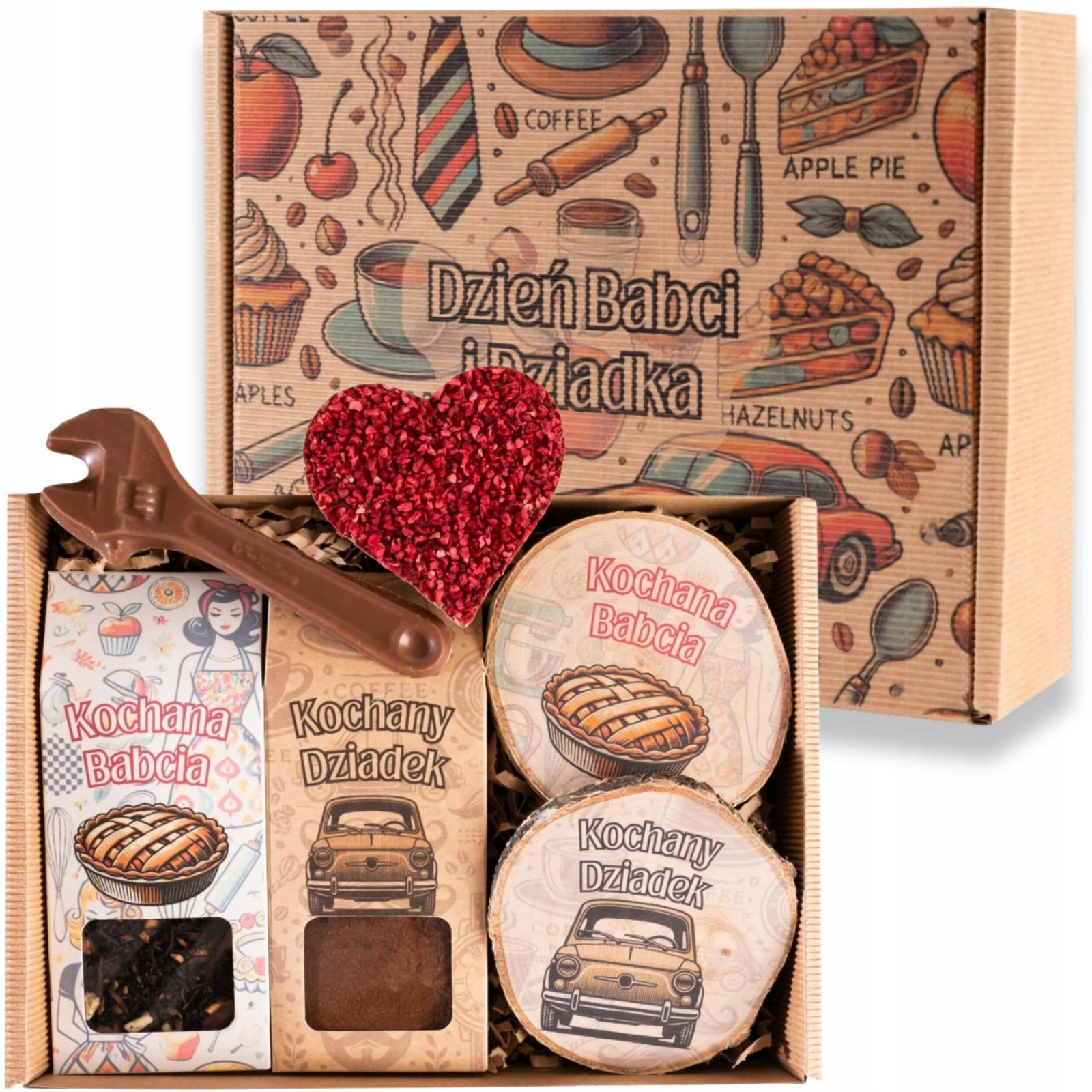 Krabička na den babičky a dědečka káva čaj sladkosti podložky