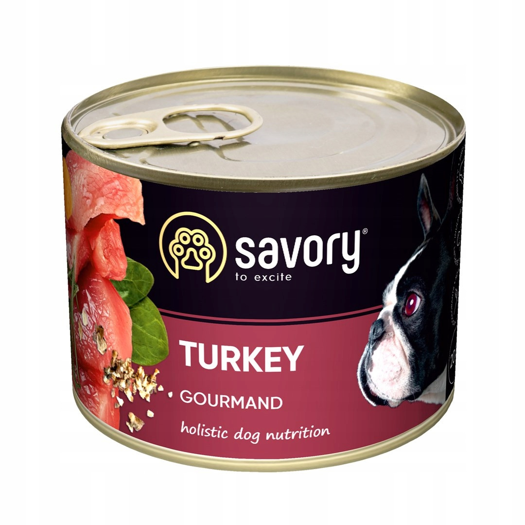 Savory, vlhké krmivo pro vybíravé psy všech plemen, krůta, 12 x 200 g