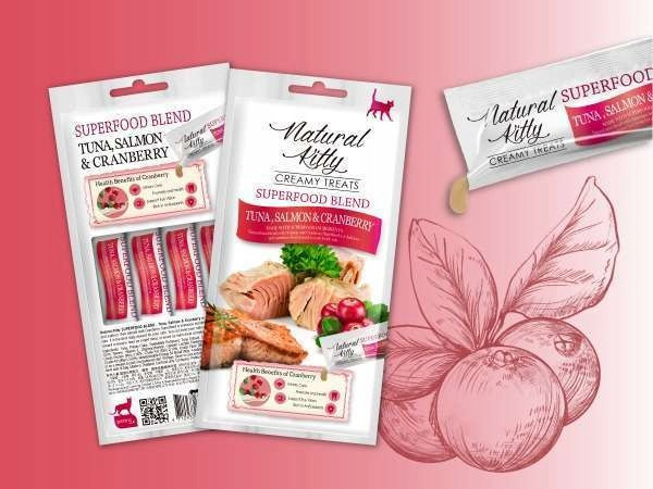 Natural Kitty Premium Tuňák, losos & brusinky x 12