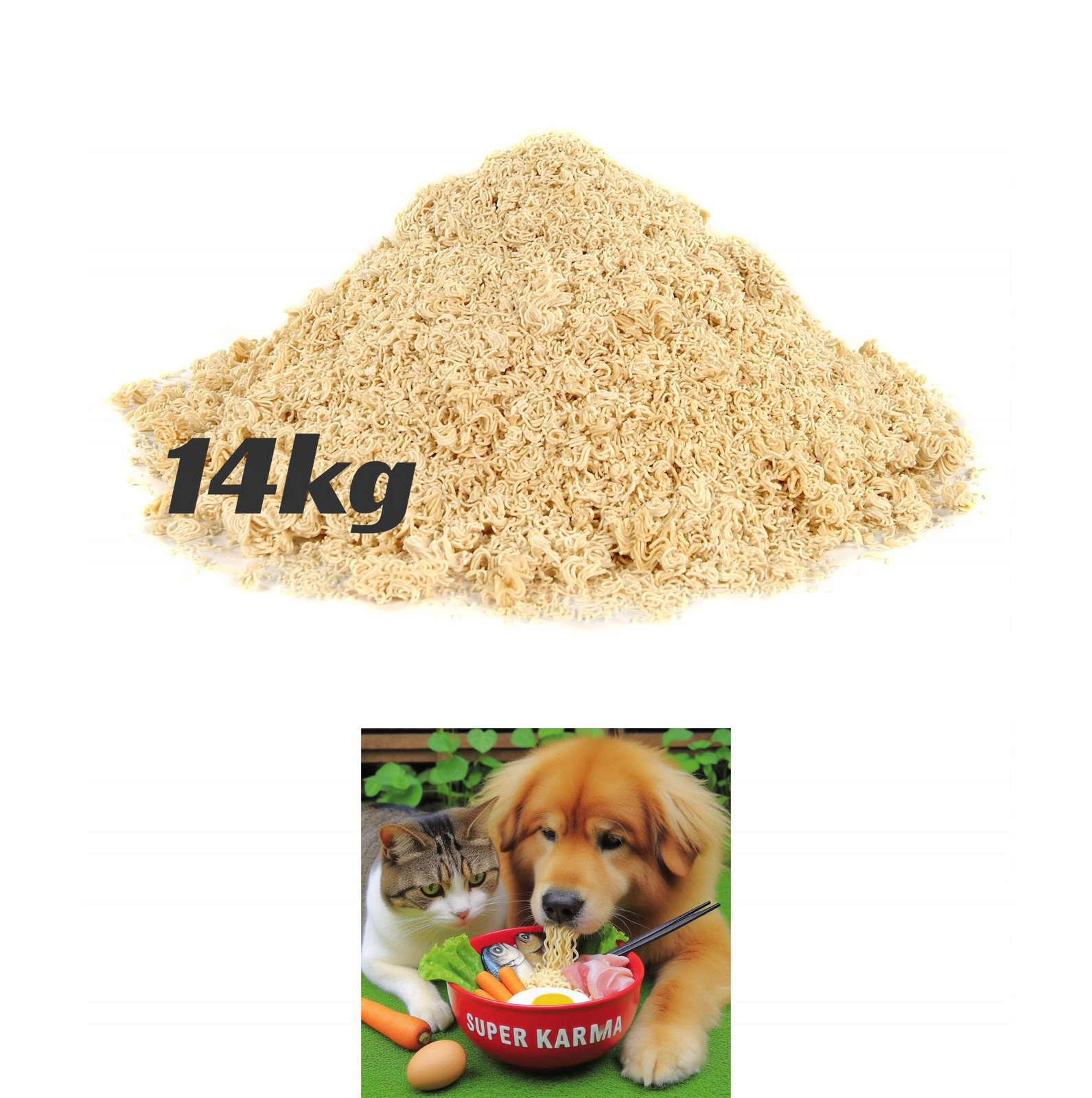 14 kg Čisté instantní těstoviny pro psa, krmivo (bez Přísad)