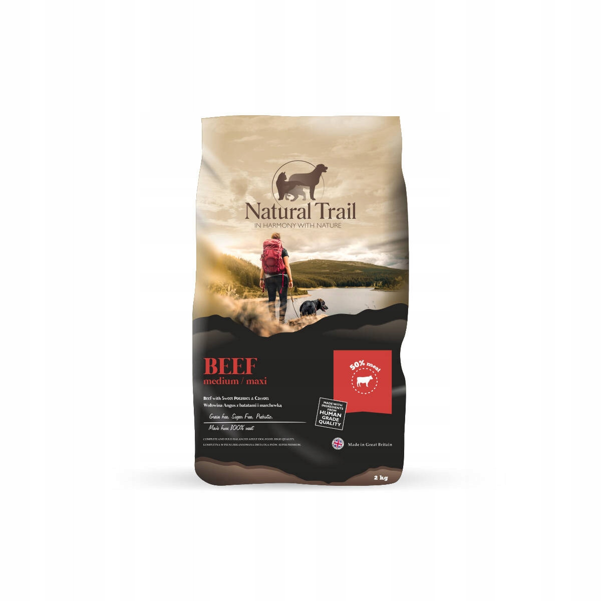 Natural Trail Grain Free suché krmivo pro psy středních plemen hovězí maso 2 kg