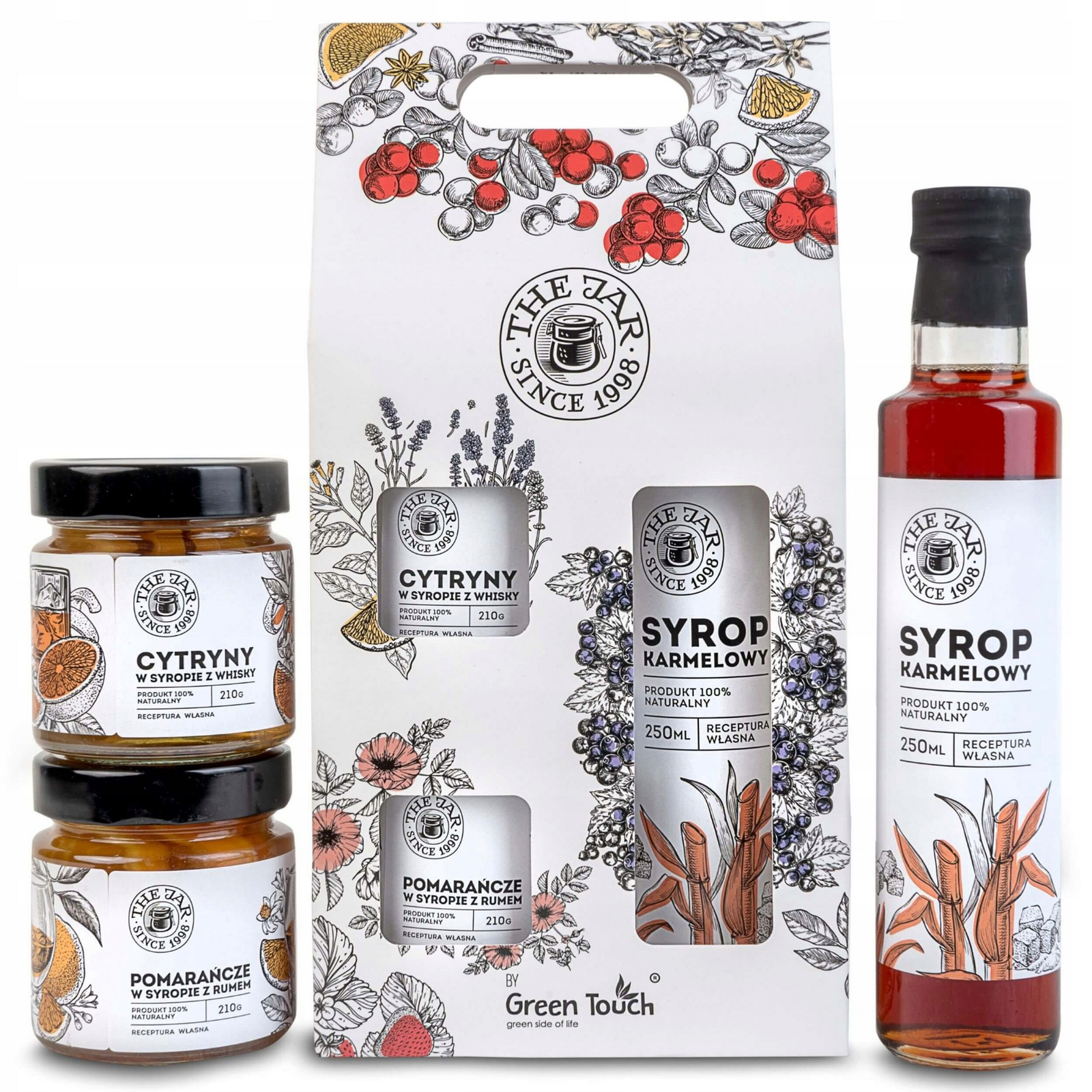 Dárková sada ovoce v sirupu a karamelový sirup Dárková Krabička