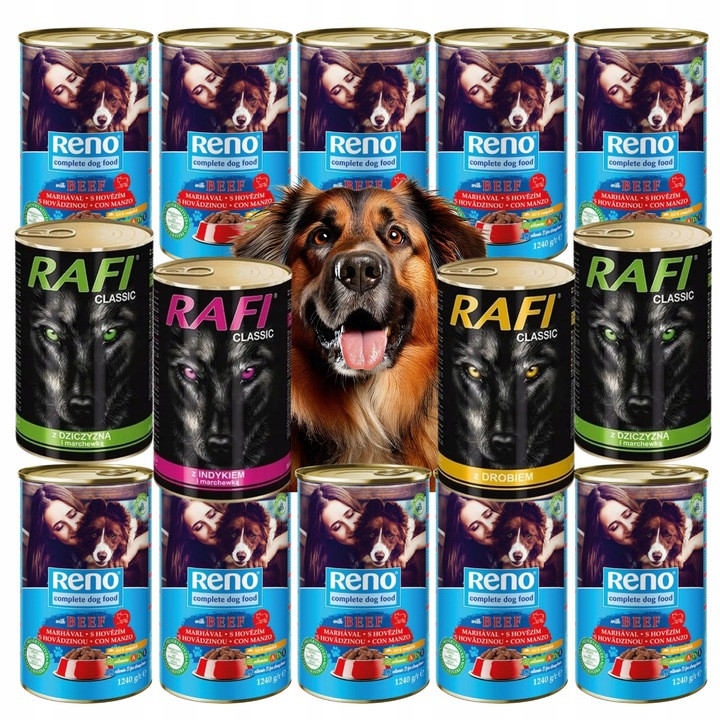 Dolina Noteci Rafi Classic Reno vlhké krmivo Plechovky Pro Psa MIX 14x1240G