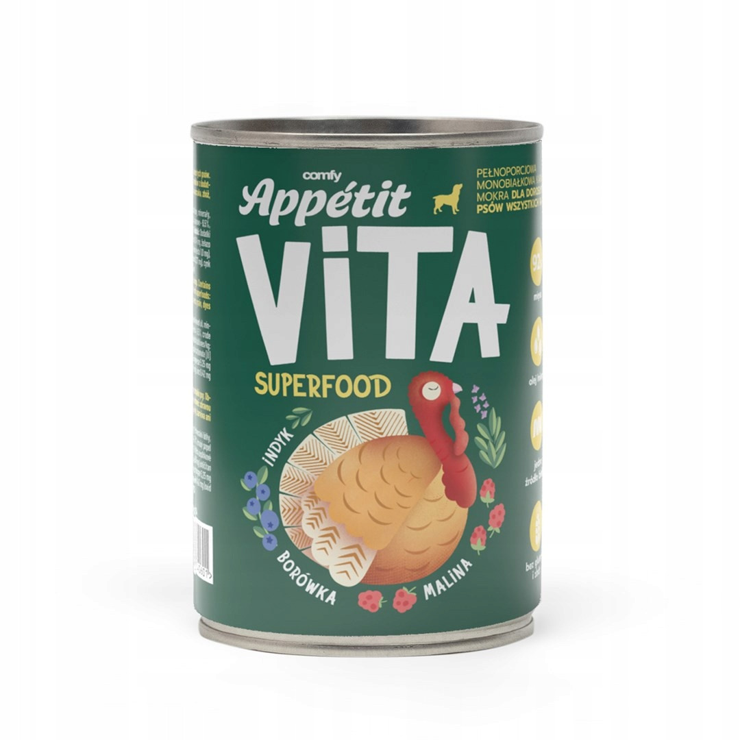 Comfy Appetit Vita monoproteinové krmivo pro dospělé psy s krůtím masem, 12 x 400 g