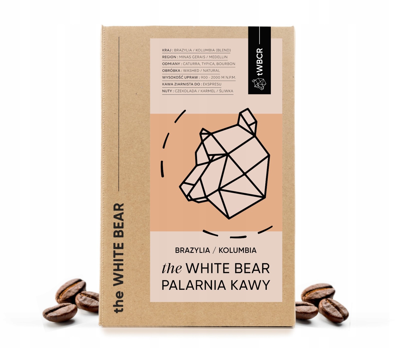 Káva zrnková Arabica The White Bear Brazílie/Kolumbie 1000 g