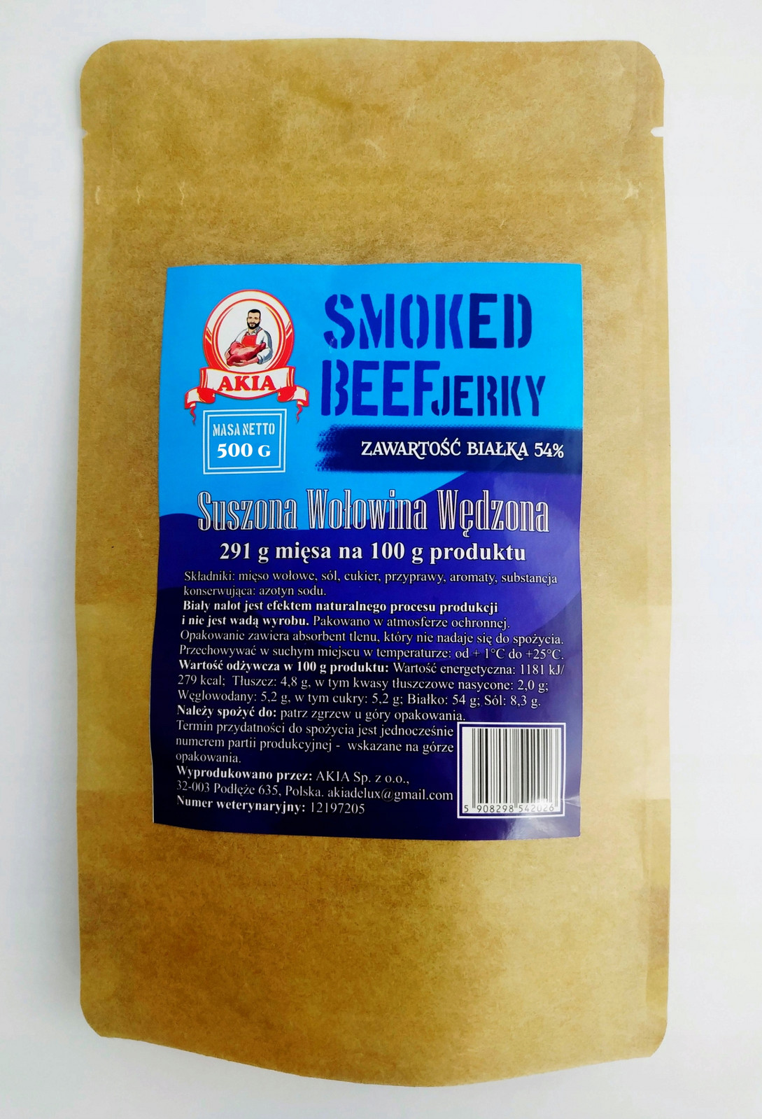 Akia Beef Jerky Uzené hovězí maso Velké Balení 500 G