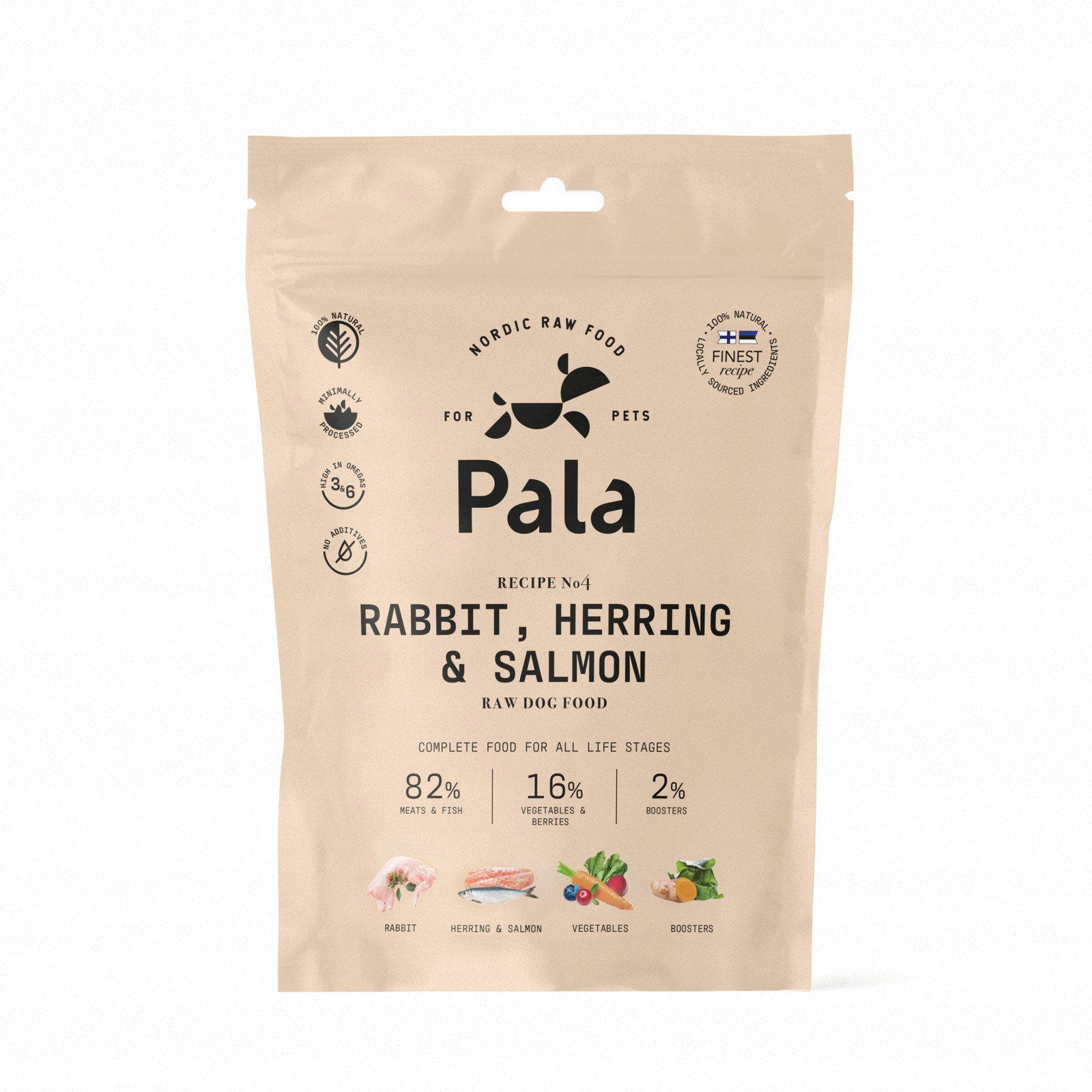 Pala Dog 4 Air-Dried Králík, atlantský sleď, losos 400g pro Psa