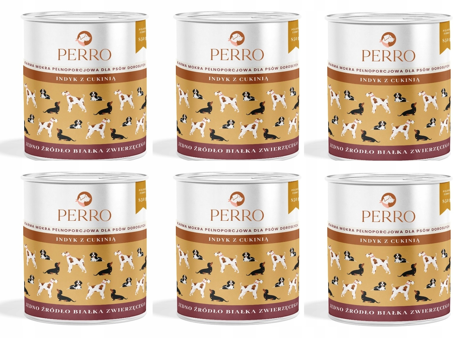 Perro Monoproteinové Krmivo Mokré Krůta s Cuketou 6x850g