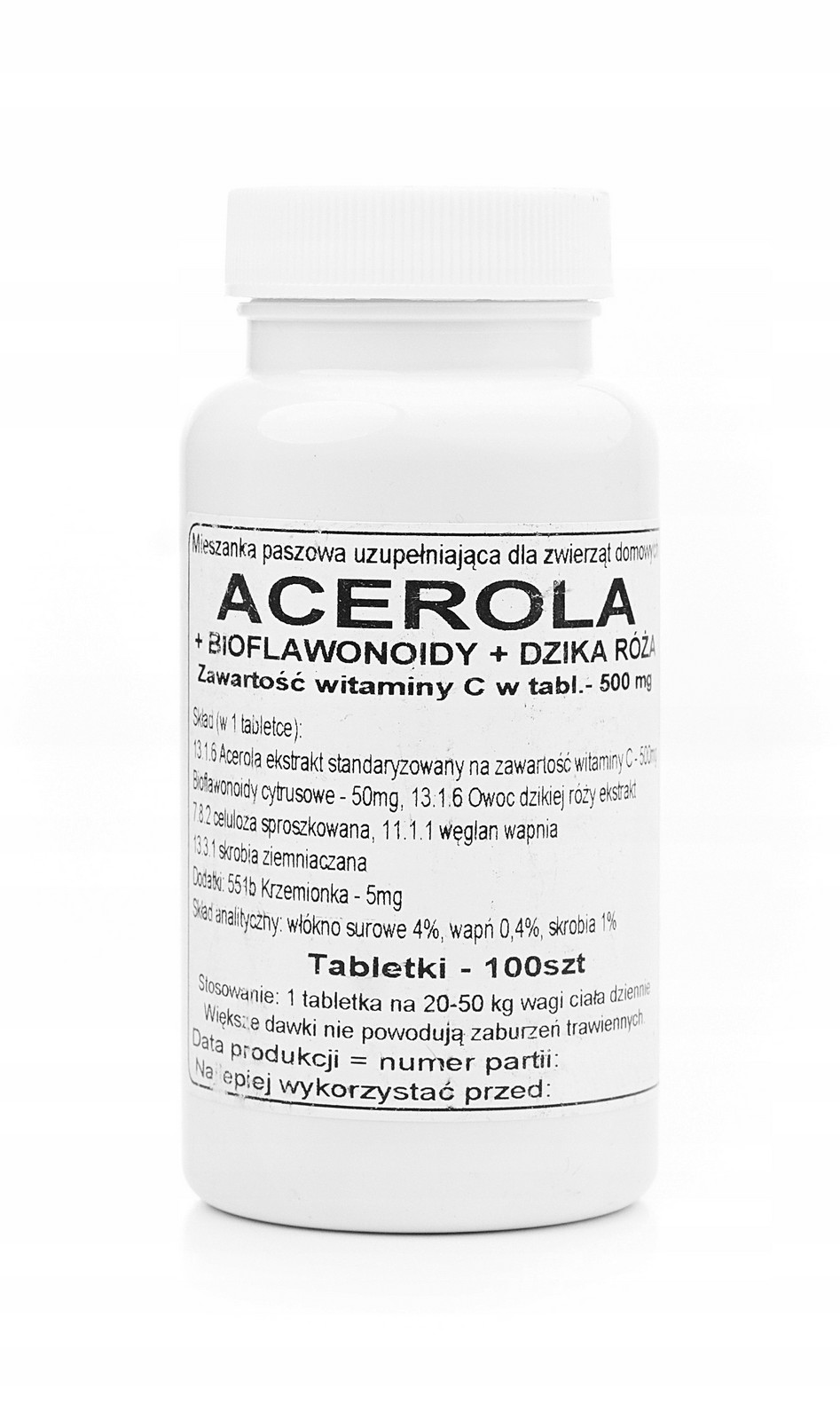 Acerola bioflavonoidy divoká růže 500mg Podkowa