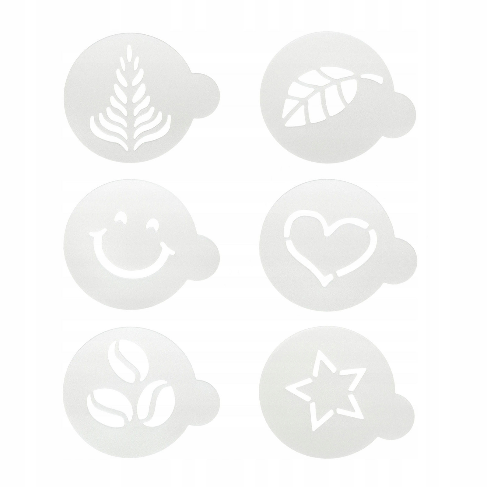 Šablony na zdobení kávy, 6 ks, střed. 8,5 cm Cilio