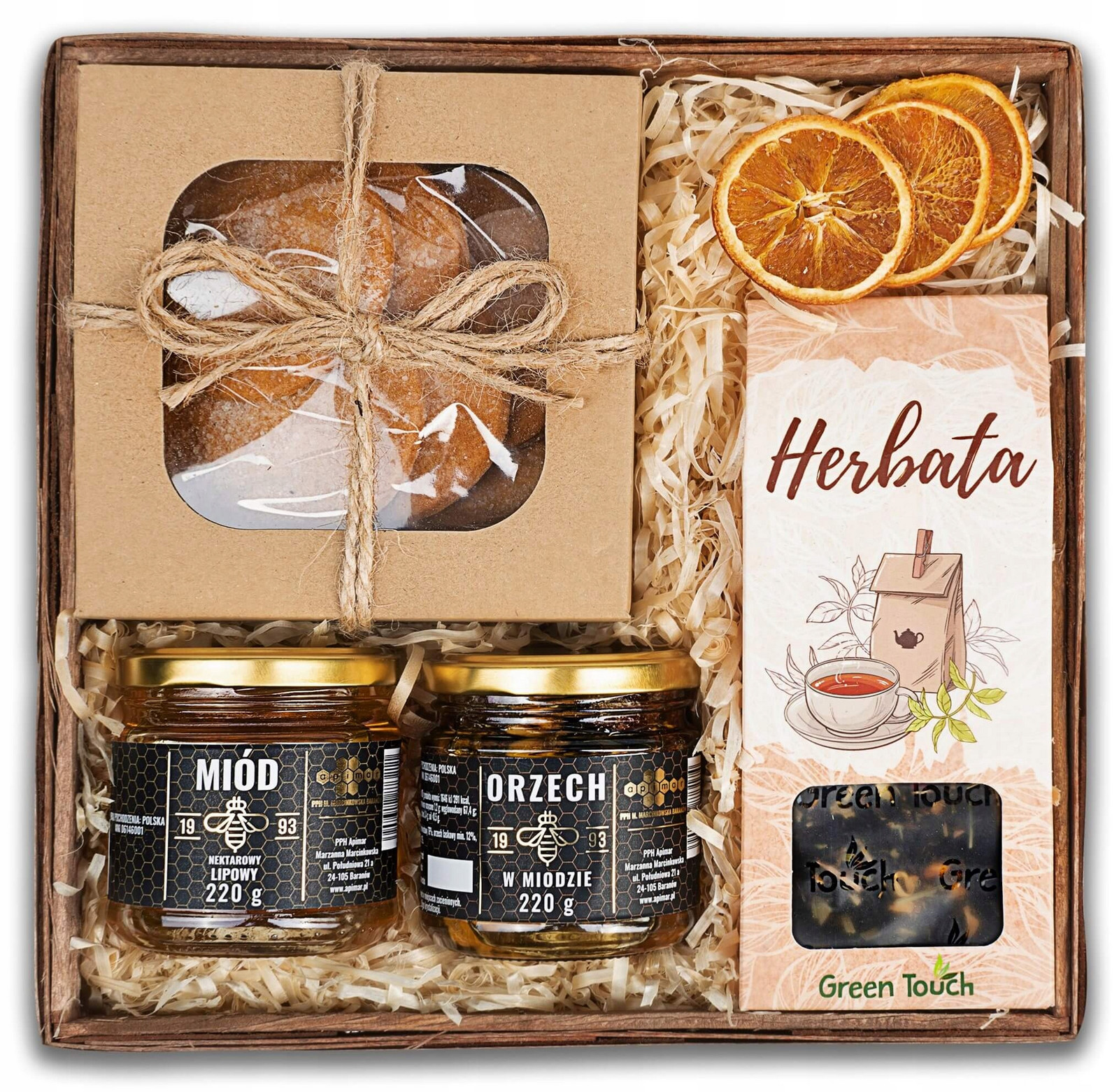 Dárkový Koš sušenky, med a čaj dárek