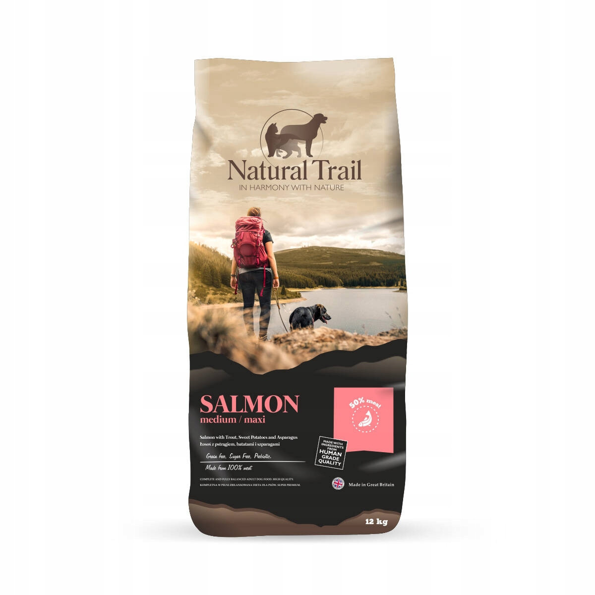 Natural Trail Suché Krmivo Grain Free Pro Psy Středních Plemen S Lososem 12 Kg