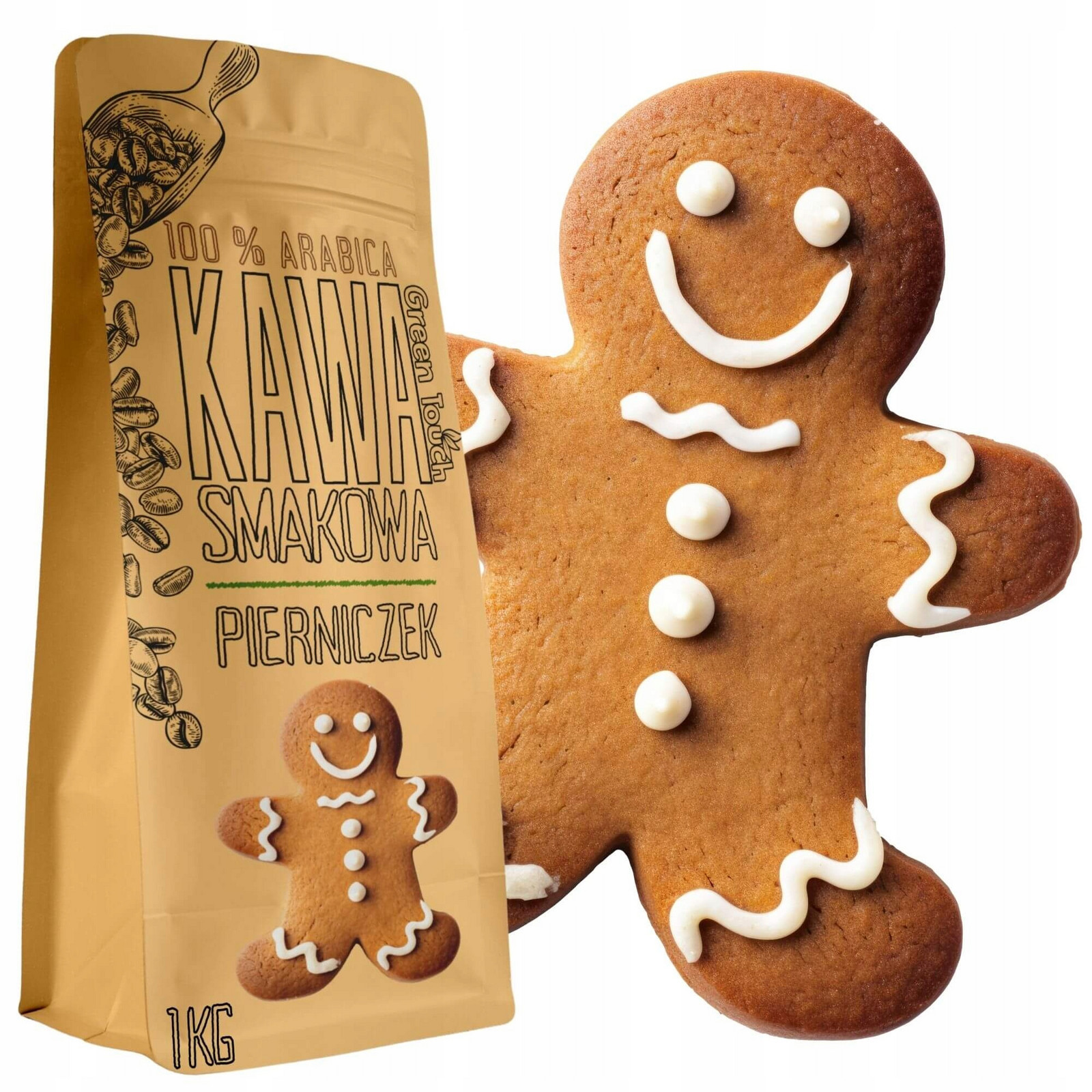 Káva Zrnková Perníková perník vánoční kořeněná 1 kg Green Touch