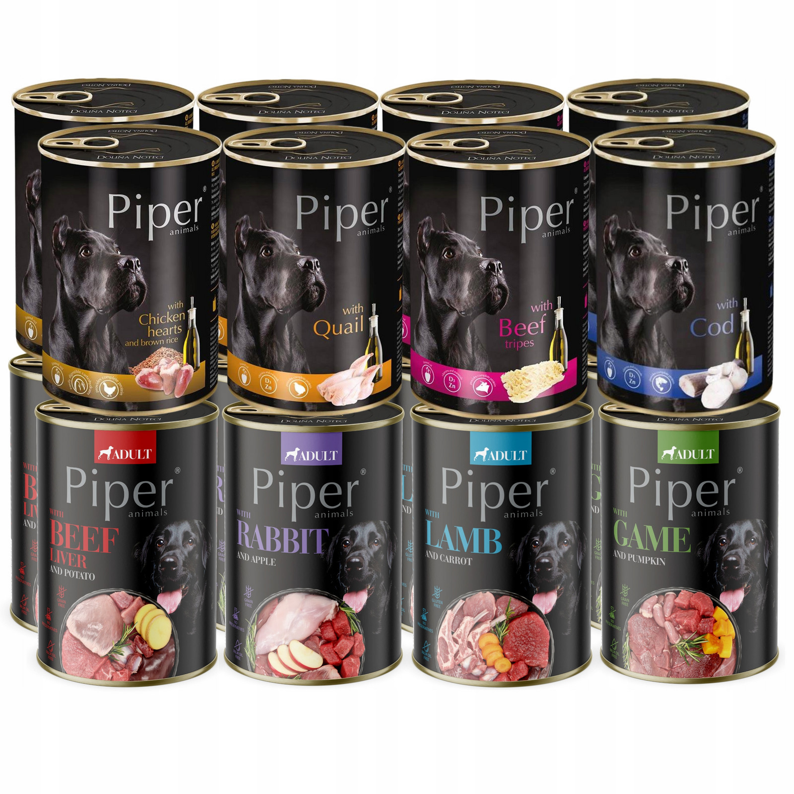 Dolina Noteci Piper Premium Vlhké Krmivo Pro Psa Plechovky MIX Chutí 16X400G