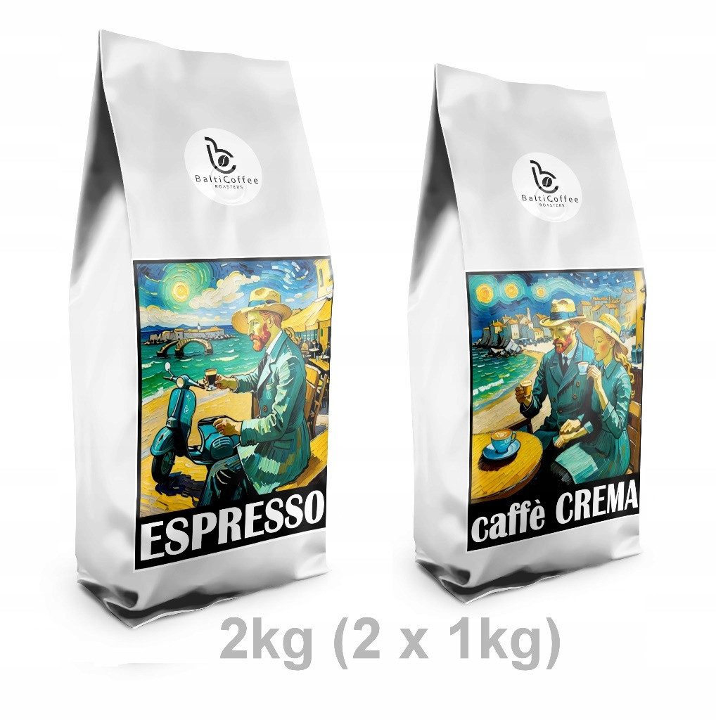 Káva Espresso Premium a Crema 100% Arabica čerstvě pražená 2kg (2x 1kg)
