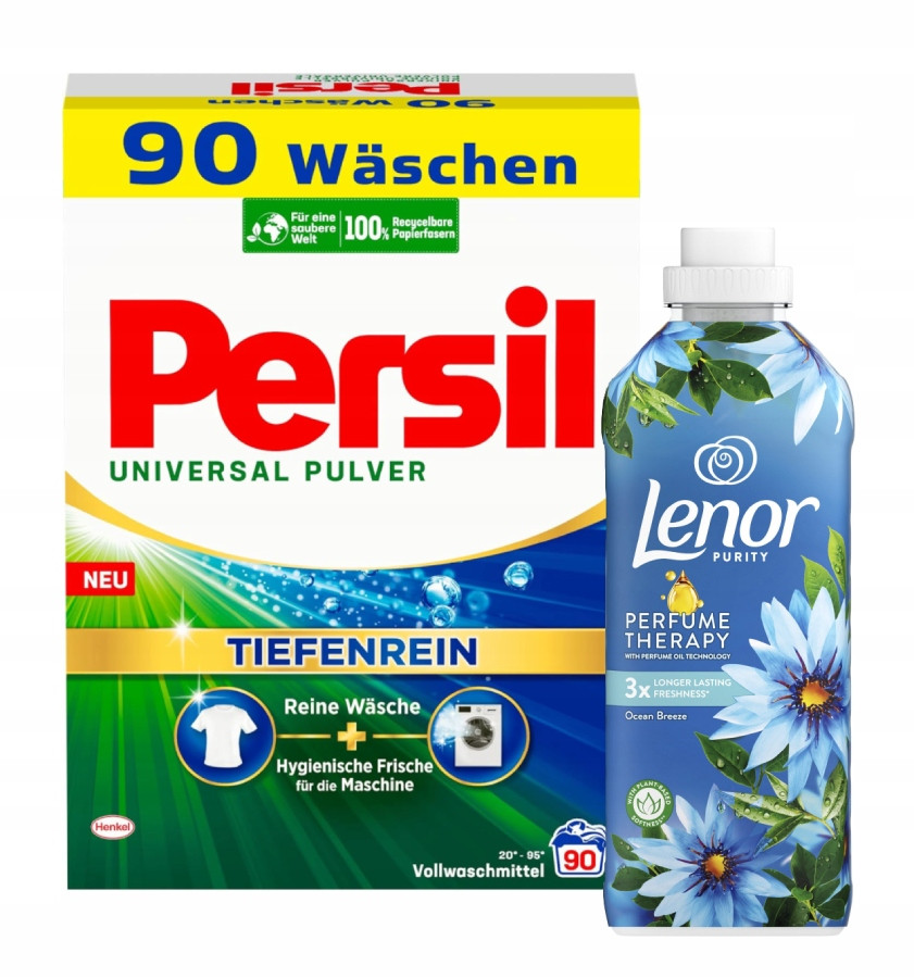 Persil Universal prášek 90 praní 5,4 kg Lenor Energy tekutá aviváž 1,2 l