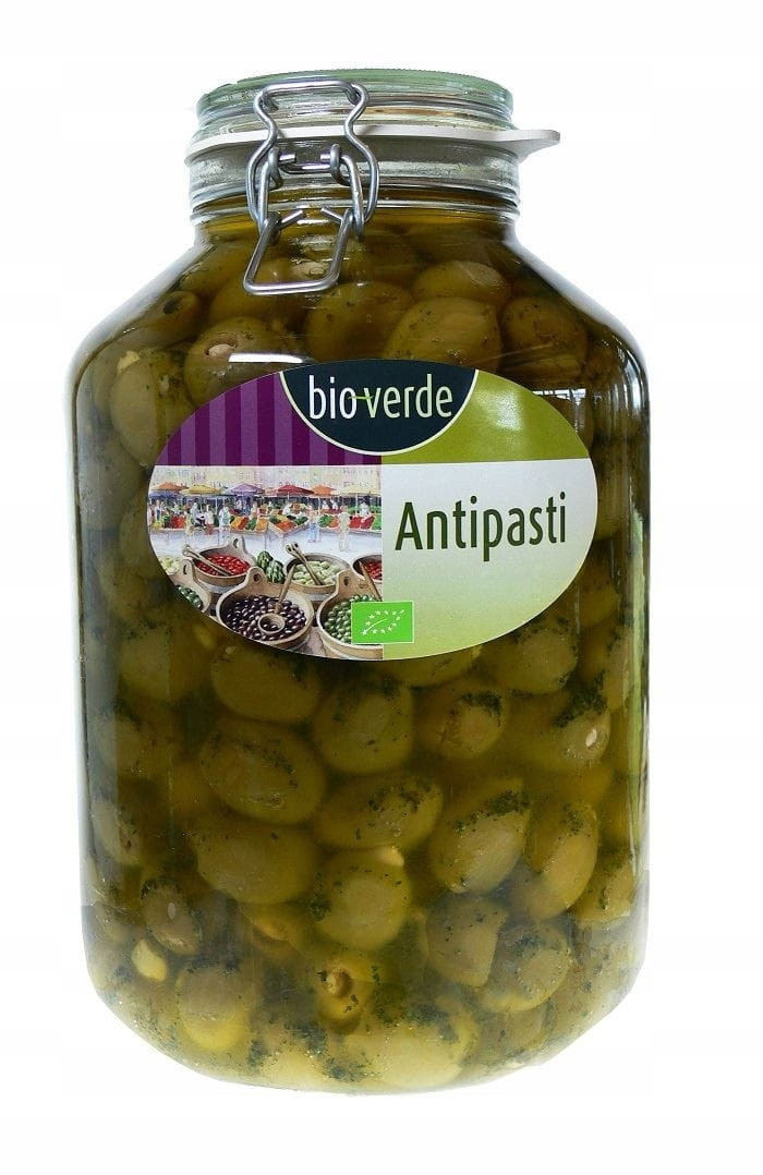 Zelené Olivy Plněné Mandlemi S Bylinkami V Bio Oleji 4,75 kg (sklenice)