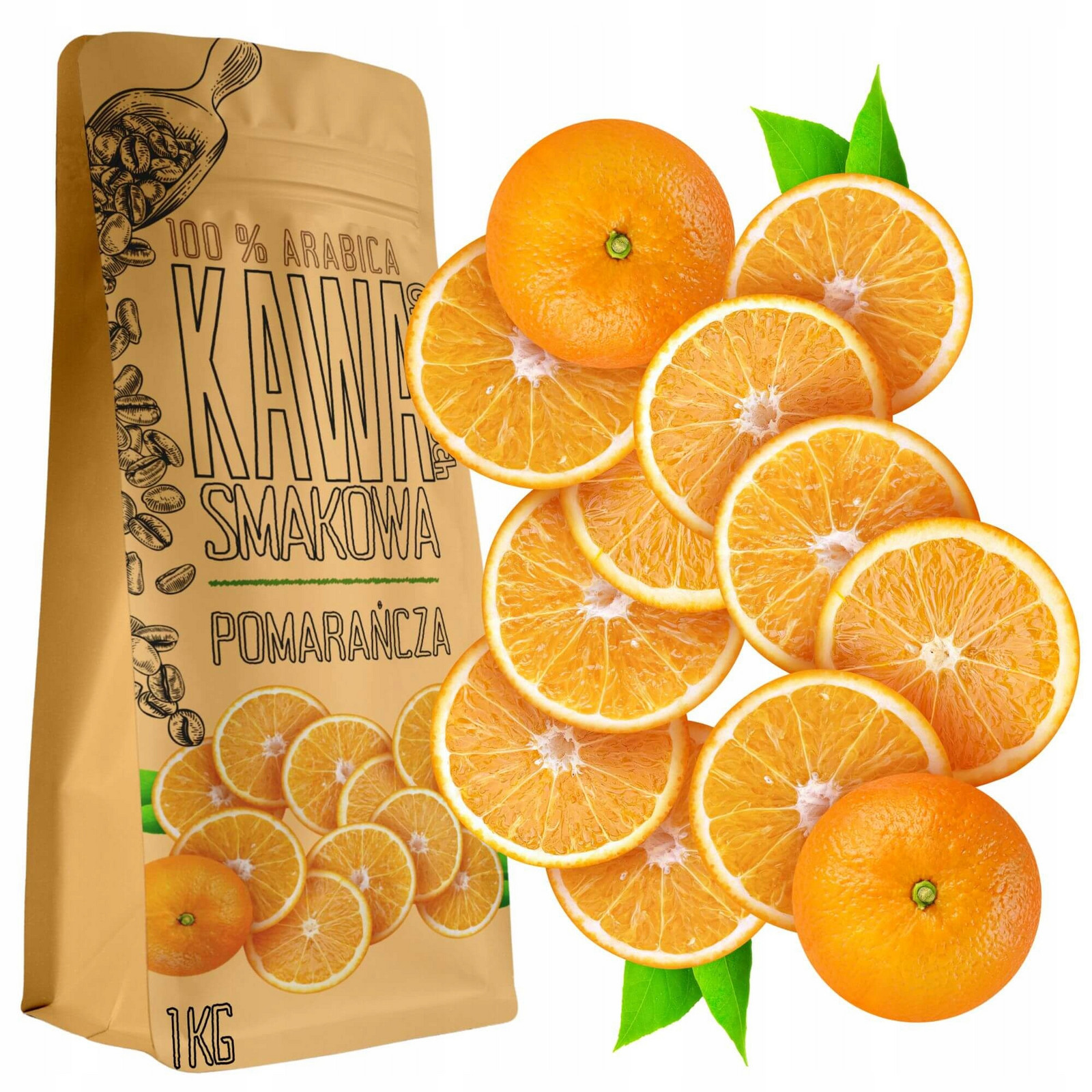 Káva Zrnková ochucená Oranžový šťavnatý pomeranč 1 kg Green Touch