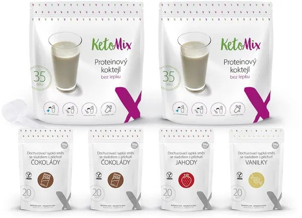 Balíček KetoMix – koktejl KetoMix na 2 týdny (2x čokoládový, 1x vanilkový)