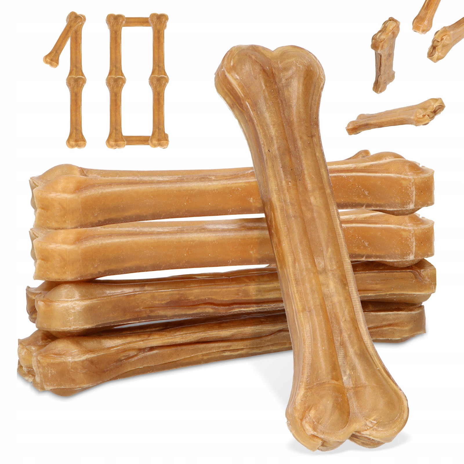 10x Kost Psa Lisovaná Přírodní 20cm Kousátko Příchutě Žvýkací Pochoutky Hovězí