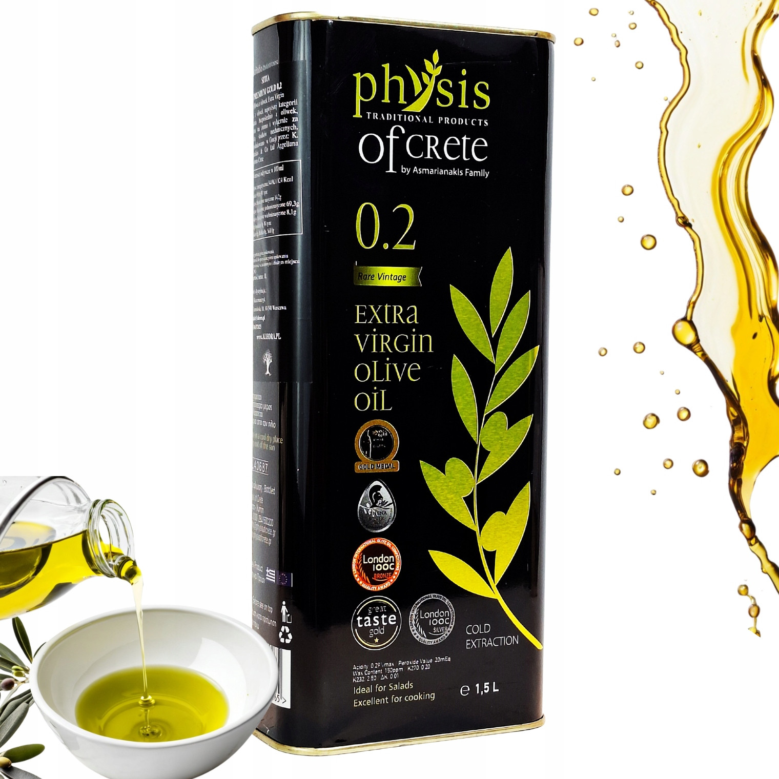 Physis of Crete oceněný řecký olivový olej 0,2% 1,5 L, datum do 11.2026