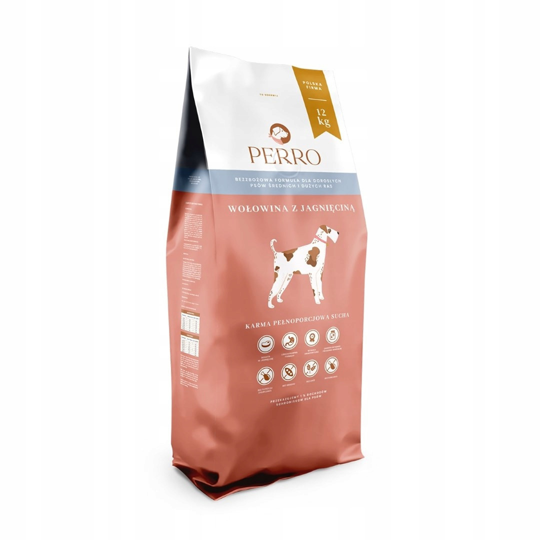 Krmivo Perro Hovězí s jehněčím masem pro psy středních a velkých plemen 12 kg