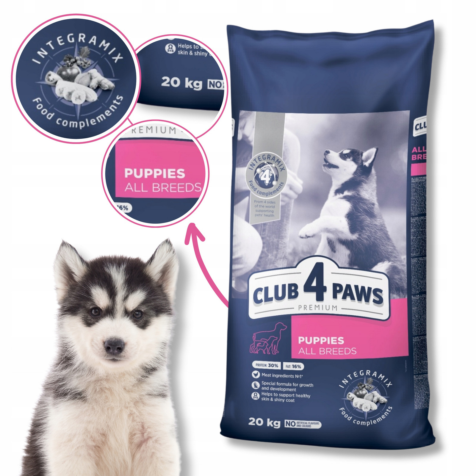 Club 4 Paws suché krmivo pro štěňata všech plemen 20 kg