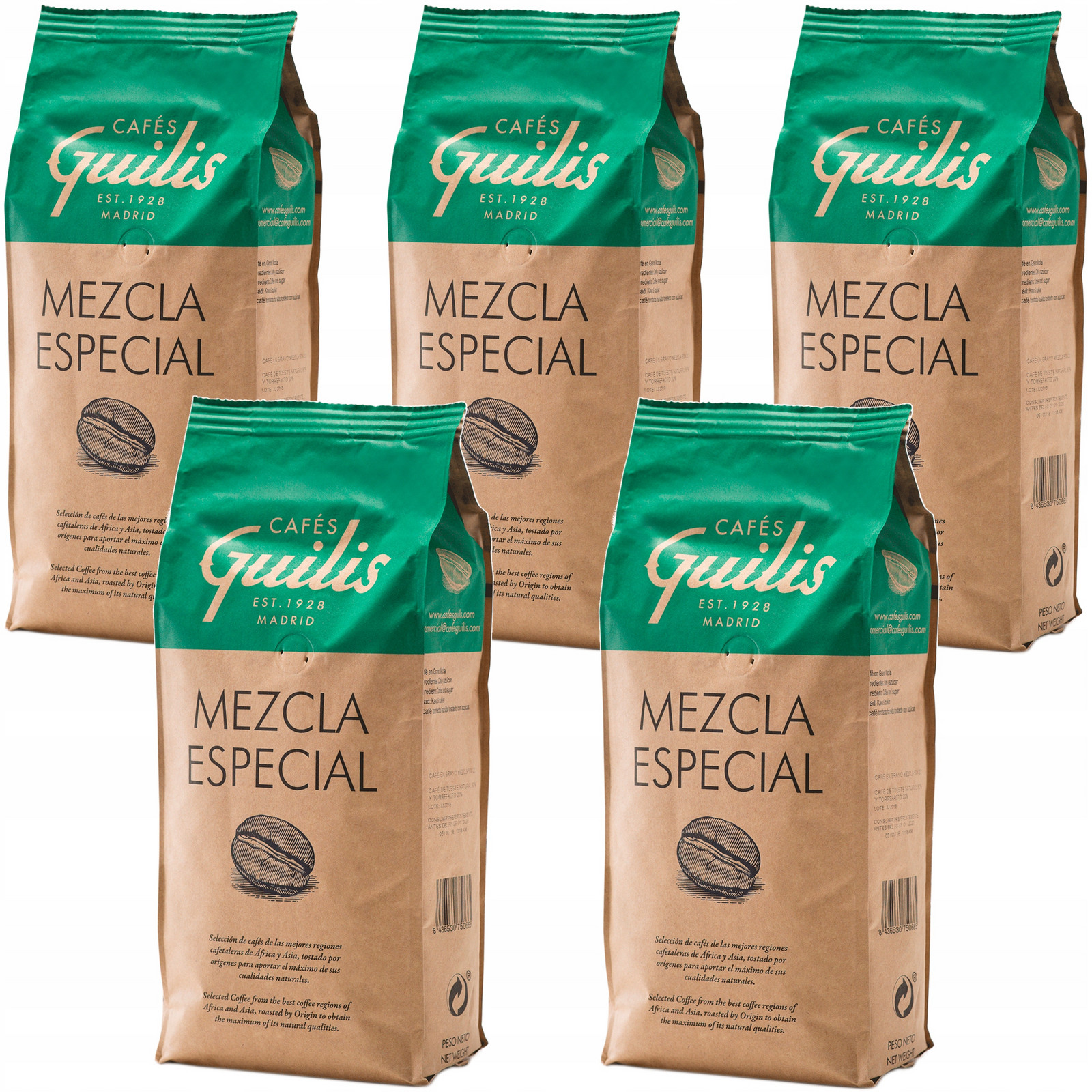 Mezcla Especial z pražírny Cafes Guilis sada 5X1kg Káva Zrnková