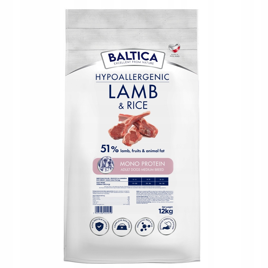 Baltica Adult Lamb & Rice Jehněčí S Rýží M 12kg Dospělá Střední Plemena