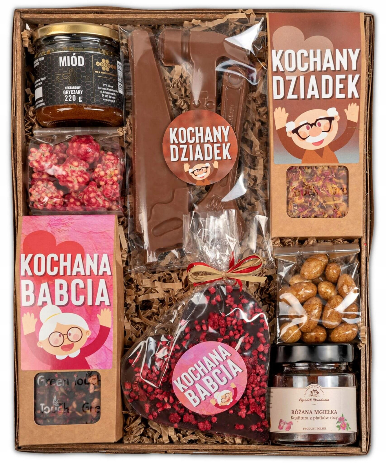 Dárkový koš sada na Den Babci a Dnes sladkosti čaje med