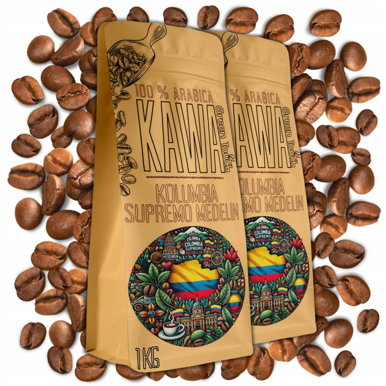 Káva zrnková Kolumbie Supremo Medelin 100% arabica 1 kg Green Touch