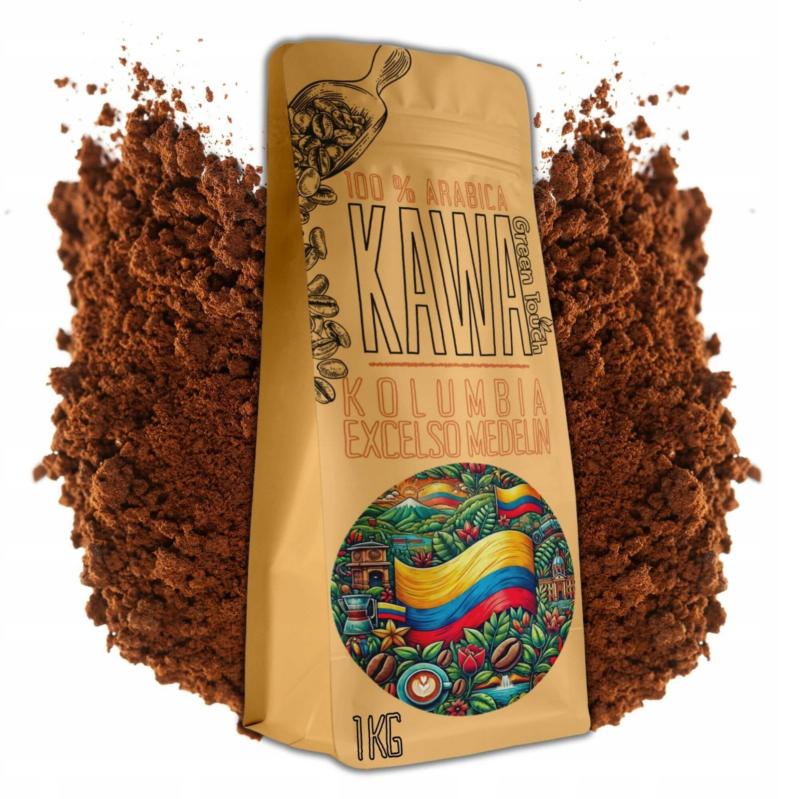 mletá káva Kolumbie Excelso Medelin 100% arabica 1 kg Green Touch