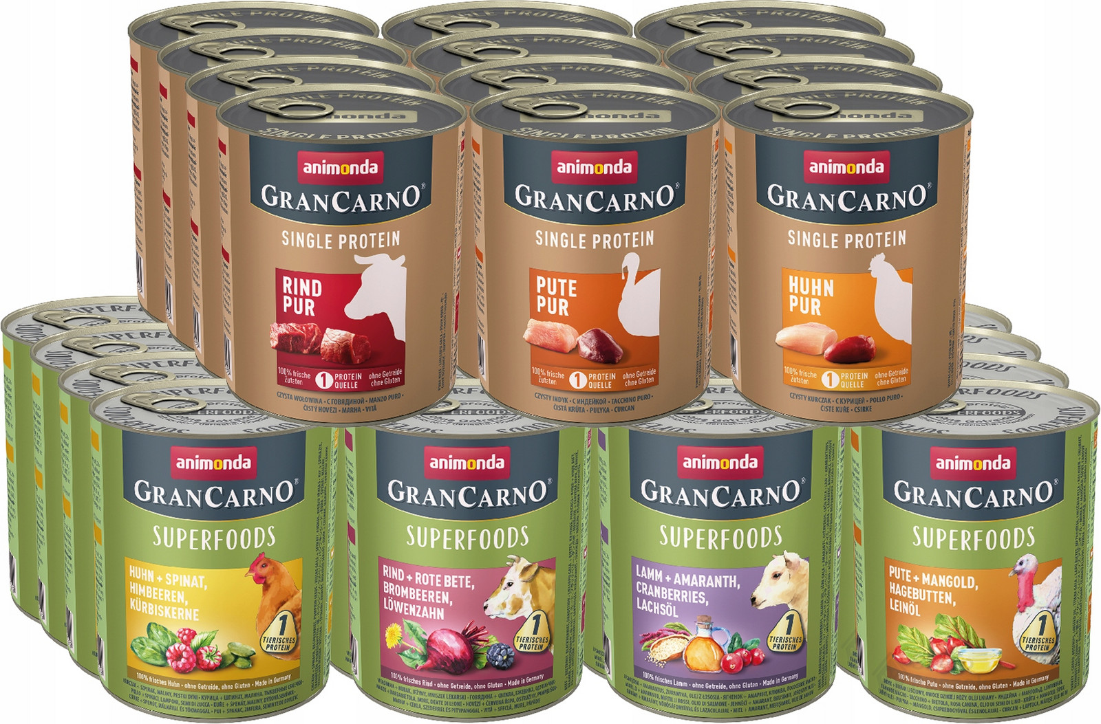 Animonda Pies GranCarno Superfoods Single Protein mix chutí 800 g x 28