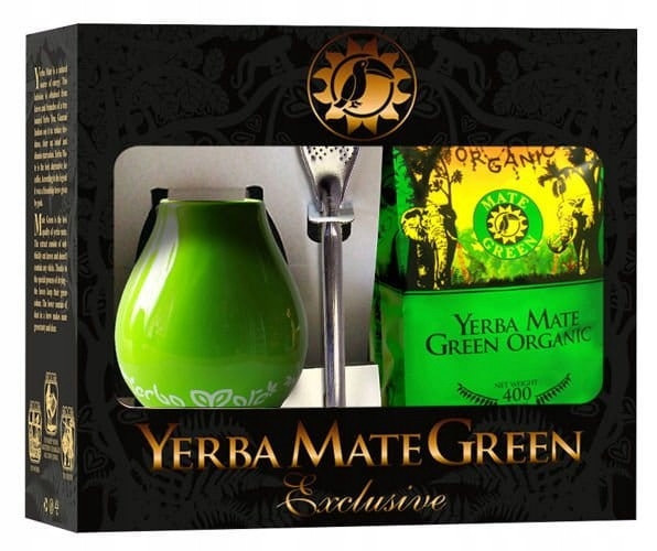 Organic mate green sada yerba mate bio 400 g, matero (náhodný vzor), bomby
